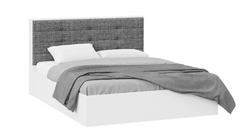 Кровать спальная с подъемным механизмом Тесса (Белый Жемчуг/Рогожка серая) в Биробиджане