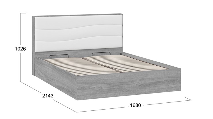 Кровать с механизмом двуспальная Миранда тип 1 (Дуб Гамильтон/Белый глянец) в Биробиджане - изображение 1