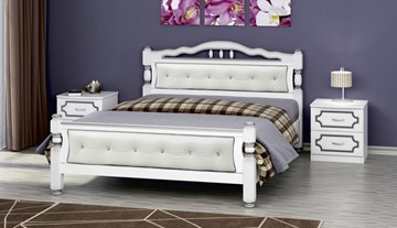 Кровать 2-спальная Карина-11 (Белый Жемчуг, светлая обивка) 160х200 в Биробиджане