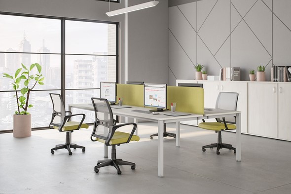 Комплект офисной мебели Комфорт КФ (белый премиум) на белом металокаркасе в Биробиджане - изображение