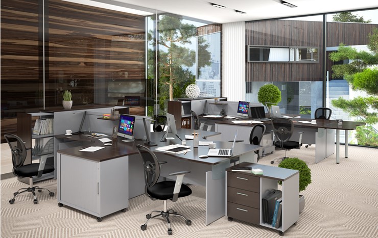 Офисный набор мебели OFFIX-NEW для двух сотрудников и руководителя в Биробиджане - изображение 1