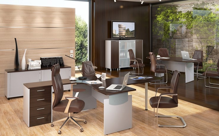 Офисный набор мебели OFFIX-NEW для двух сотрудников и руководителя в Биробиджане - изображение