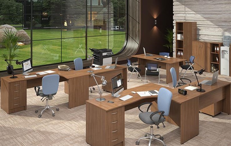 Офисный комплект мебели IMAGO три стола, 2 шкафа, стеллаж, тумба в Биробиджане - изображение