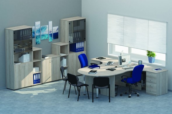 Набор мебели в офис Twin для 2 сотрудников с совмещенными столами в Биробиджане - изображение