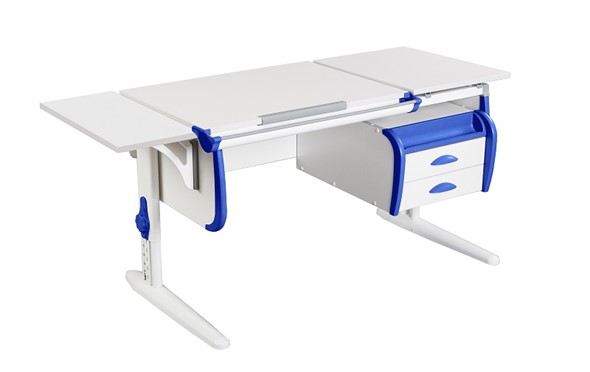 Детский стол-трансформер 1/75-40 (СУТ.25) + Polka_b 1/550 + Tumba 3 белый/белый/Синий в Биробиджане - изображение