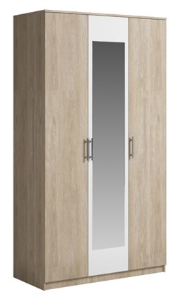 Шкаф 3 двери Светлана, с зеркалом, белый/дуб сонома в Биробиджане - изображение