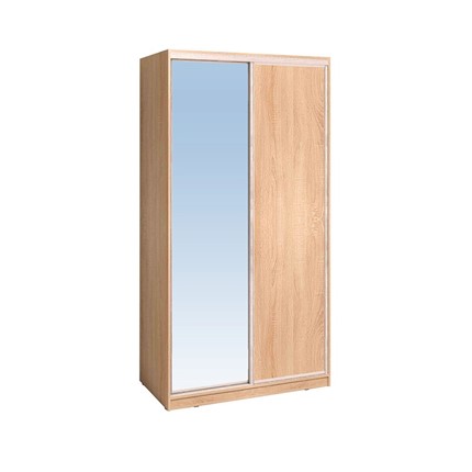 Шкаф 2-х створчатый 1200 Домашний Зеркало/ЛДСП, Дуб Сонома в Биробиджане - изображение