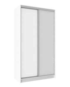 Шкаф 2-х дверный 1200 Домашний Зеркало/ЛДСП, Белый в Биробиджане