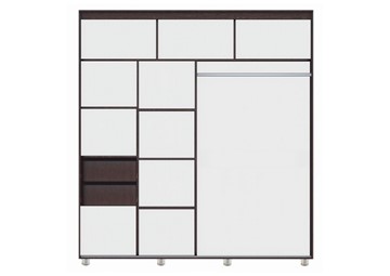 Шкаф 2-х дверный Комфорт №12 2.0 с фигурными зеркалами, Венге в Биробиджане - предосмотр 1