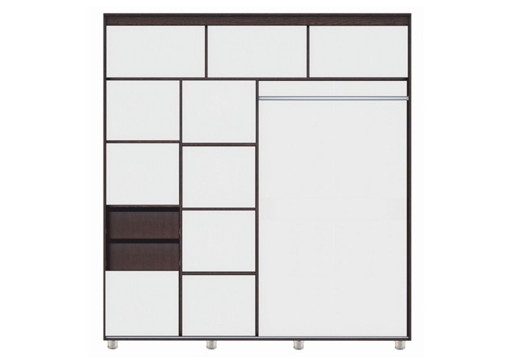 Шкаф 2-х дверный Комфорт №12 2.0 с фигурными зеркалами, Венге в Биробиджане - изображение 1