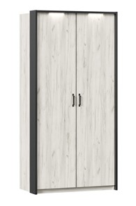 Шкаф 2х-дверный Техно с паспарту, Дуб крафт белый в Биробиджане - предосмотр