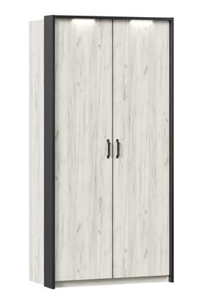 Шкаф 2х-дверный Техно с паспарту, Дуб крафт белый в Биробиджане - изображение