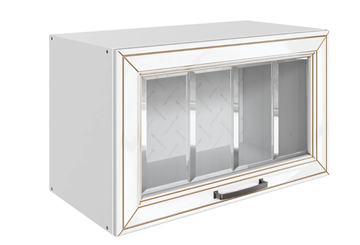 Шкаф на кухню Атланта L600 Н360 (1 дв. рам.) эмаль (белый/белый глянец патина золото) в Биробиджане