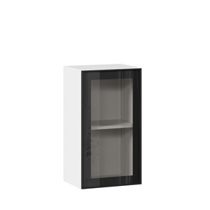 Кухонный шкаф со стеклом 400 Индиго ЛД 298.320.000.102, Белый/Чёрный в Биробиджане