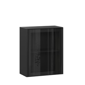Навесной шкаф со стеклом 600 Индиго ЛД 298.350.000.063, Чёрный/Чёрный в Биробиджане