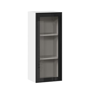 Кухонный шкаф высокий со стеклом 400 Индиго ЛД 298.420.000.026, Белый/Чёрный в Биробиджане