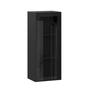 Шкаф на кухню высокий со стеклом 400 Индиго ЛД 298.420.000.068, Чёрный/Чёрный в Биробиджане
