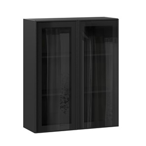 Шкаф настенный высокий со стеклом 800 Индиго ЛД 298.460.000.156, Чёрный/Чёрный в Биробиджане