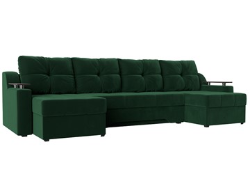 Большой П-образный диван Сенатор, Зеленый (Велюр) боннель в Биробиджане