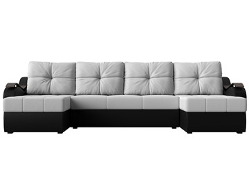 П-образный диван Меркурий П, Белый/черный (экокожа) в Биробиджане - предосмотр 1