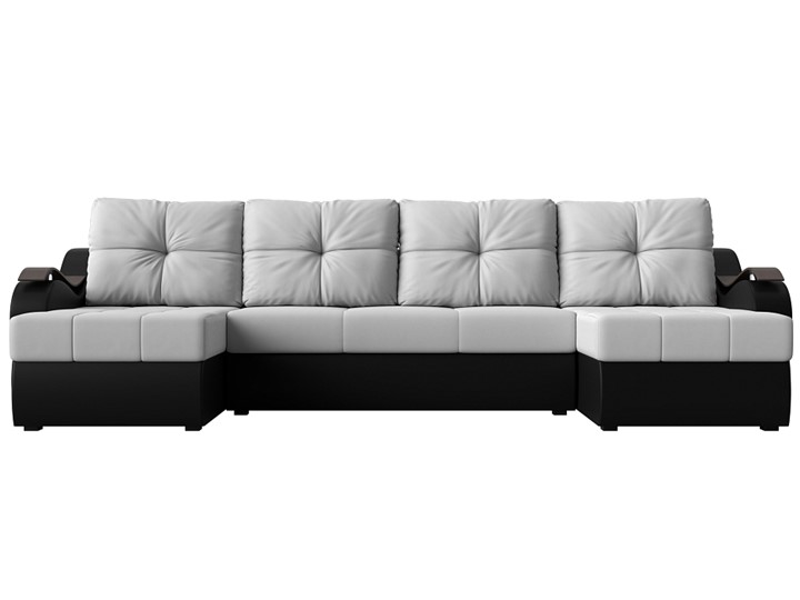 П-образный диван Меркурий П, Белый/черный (экокожа) в Биробиджане - изображение 1
