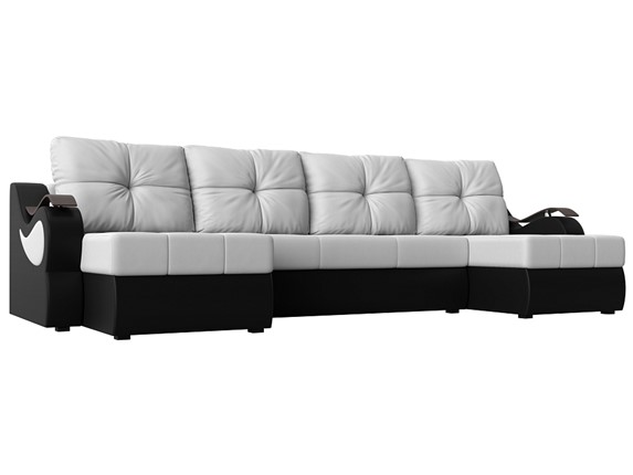 П-образный диван Меркурий П, Белый/черный (экокожа) в Биробиджане - изображение
