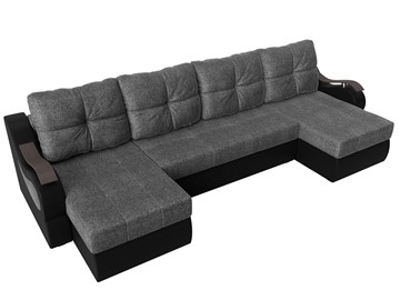 П-образный диван Меркурий П, Серый/черный (рогожка/экокожа) в Биробиджане - предосмотр 4