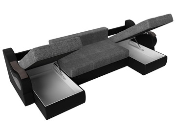 П-образный диван Меркурий П, Серый/черный (рогожка/экокожа) в Биробиджане - предосмотр 6