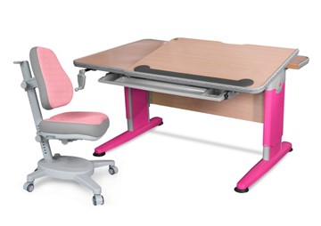 Растущая парта+кресло Mealux Detroit + Onyx BD-320 NT/R-L + Y-110 DPG, клен/розовый в Биробиджане