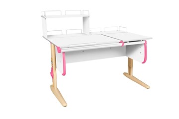Детский стол-трансформер 1/75-40 (СУТ.25) + Polka_z 1/600 + Polka_zz 1/600 белый/бежевый/розовый в Биробиджане