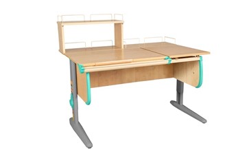 Детский стол-трансформер 1/75-40 (СУТ.25) + Polka_z 1/600 + Polka_zz 1/600 бежевый/серый/аквамарин в Биробиджане