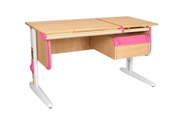 Детский стол-трансформер 1/75-40 (СУТ.25) + Tumba 1 Бежевый/Белый/Розовый в Биробиджане
